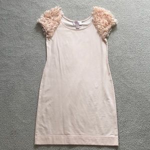 H&M peach mini dress with floral sleeves